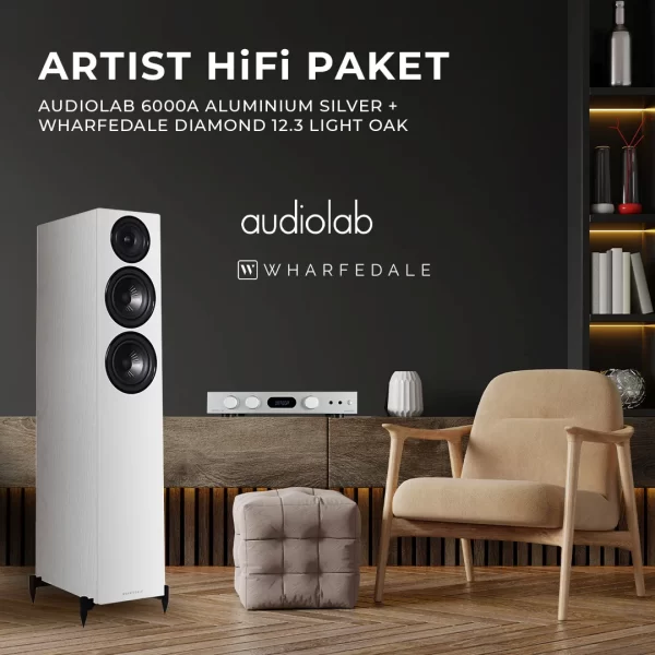 HiFi Artist paket, fleksibilno Audiolab 2x 50 Watt (RMS) pojačalo, par trosistemskih Floorstanding zvučnika iz legendarne Wharfedale Diamond 12 serije. Prodaja Artist d.o.o. Banja Luka, Sarajevo, Doboj - Bosna i Hercegovina