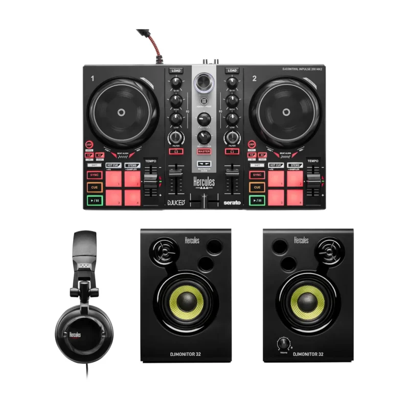 Hercules DJLearning Kit MK2 DJ set sa Inpulse 200 MK2 kontrolerom, DJMonitor 32 zvučnicima i HDP DJ45 slušalicama. Prodaja Artist d.o.o. Banja Luka, Sarajevo.