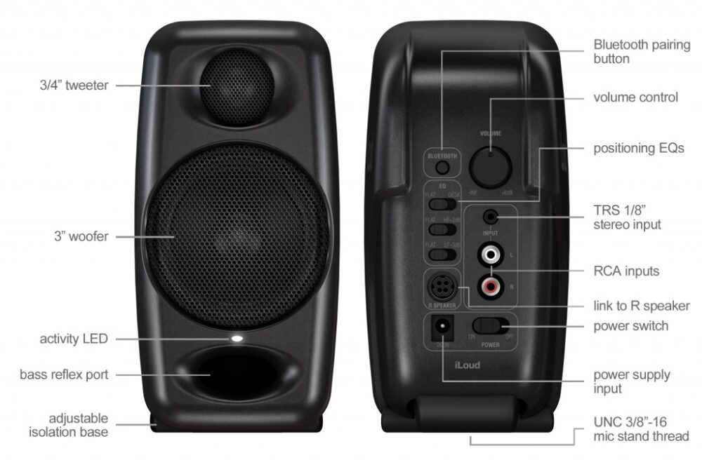 IK Multimedia iLoud Micro Monitors, studijski monitori, prenosni zvučnici, bluetooth monitori, aktivni zvučnici, DSP zvučnici, Prodaja u Artist d.o.o. prodavnicama Banja Luka, Sarajevo.