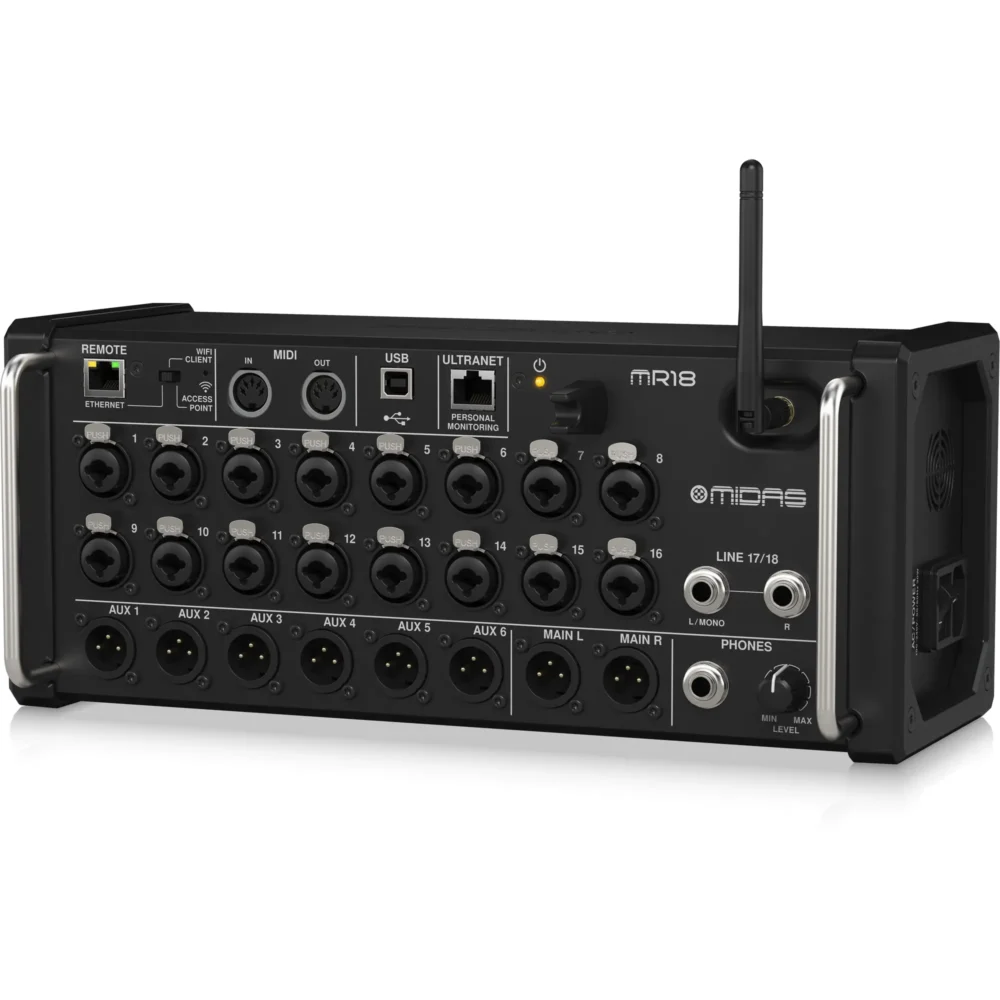 Midas MR18 digitalni mikser s 16 Pro preampa, Wi-Fi kontrolom, USB interfejsom i FX motorom. Prodaja Artist d.o.o. Banja Luka, Sarajevo, Doboj
