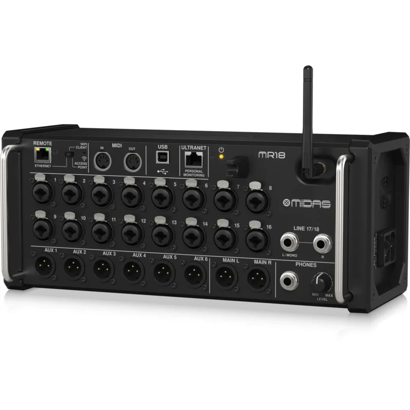 Midas MR18 digitalni mikser s 16 Pro preampa, Wi-Fi kontrolom, USB interfejsom i FX motorom. Prodaja Artist d.o.o. Banja Luka, Sarajevo, Doboj