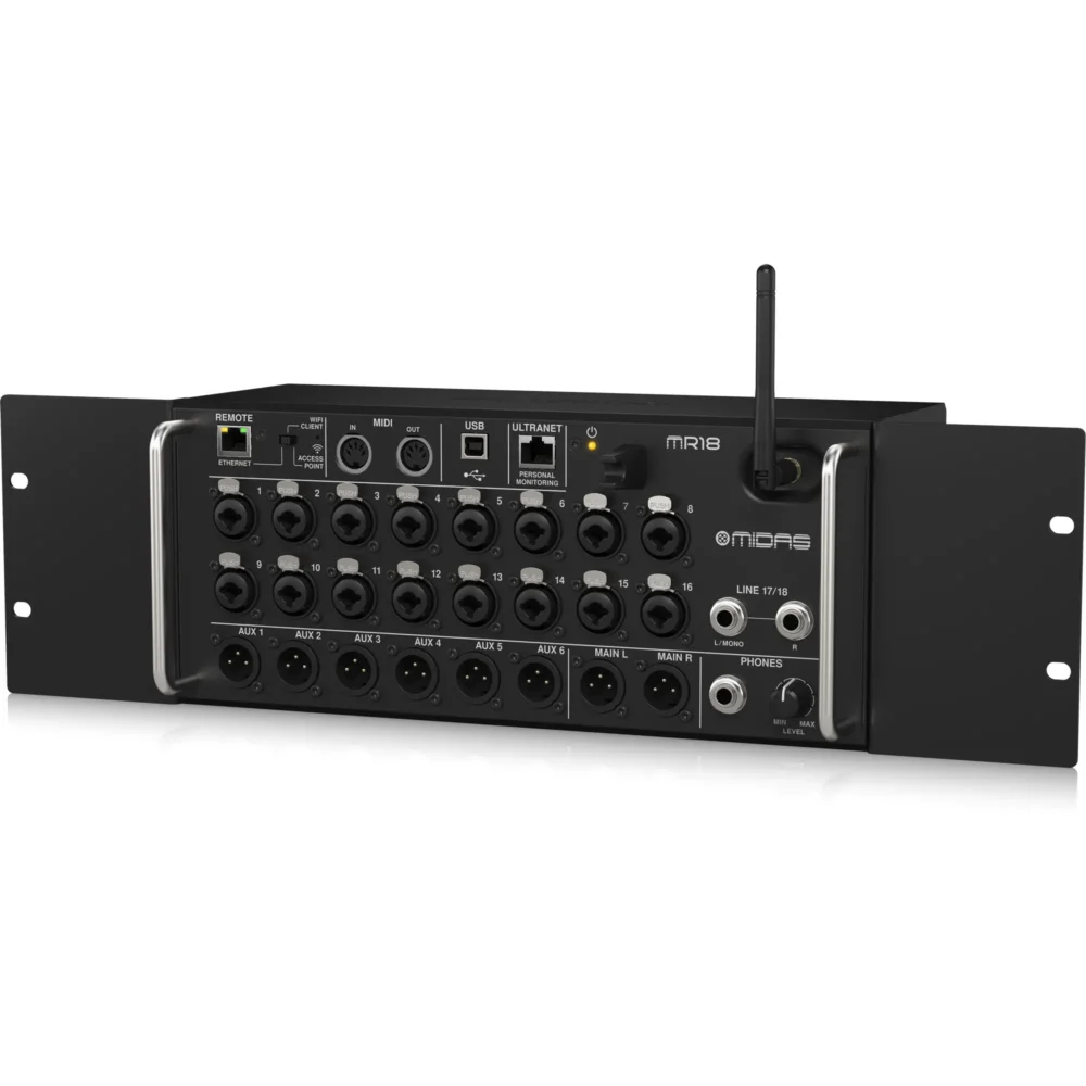 Midas MR18 digitalni mikser s 16 Pro preampa, Wi-Fi kontrolom, USB interfejsom i FX motorom. Prodaja Artist d.o.o. Banja Luka, Sarajevo, Doboj