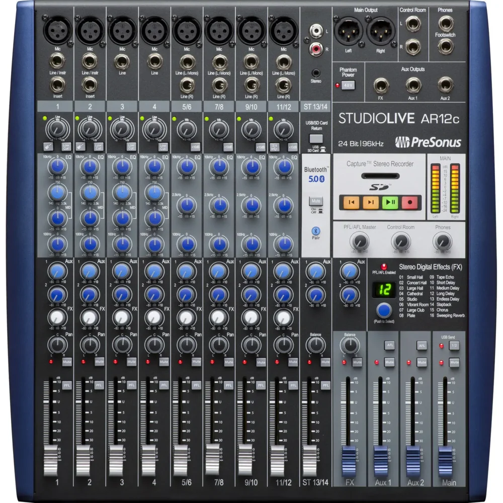 PreSonus StudioLive AR12c USB-C 14-kanalni mikser za studio, live i snimanje sa XMAX preampima. Prodaja Artist d.o.o. Banja Luka, Sarajevo