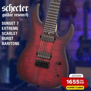 Schecter SUNSET 7 Extreme Scarlet Burst Baritone sedmožičana gitara