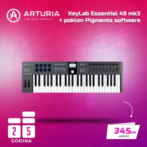 Arturia KeyLab Essential 49 mk3 Black MIDI kontroler + poklon Pigments software