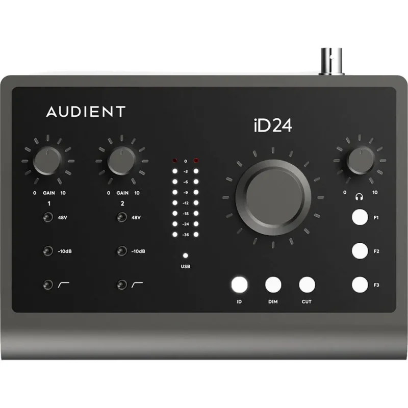 Audient iD24 Desktop USB-C audio interfejs sa Class-A mikrofonskim pretpojačalima i ADAT ekspanzijom. Prodaja Artist d.o.o. Banja Luka, Sarajevo, Doboj.
