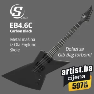 S by Solar EB4.6C Carbon Black gitara + Gig Bag torba