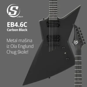 S by Solar EB4.6C Carbon Black gitara + Gig Bag torba