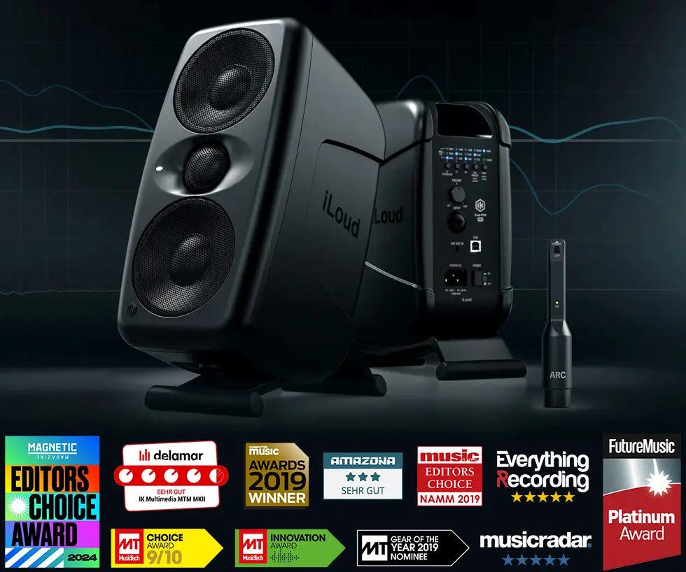 IK Multimedia iLoud MTM MKII kompaktni studijski monitori s ARC DSP kalibracijom, 100W Class-D pojačalom i preciznim zvukom. Prodaja Artist d.o.o. Banja Luka, Sarajevo, Doboj