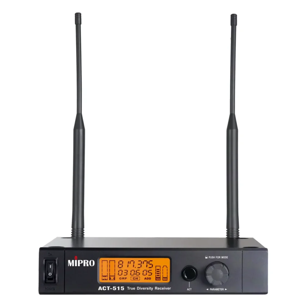 Mipro ACT-515 UHF true diversity prijemnik 518–542 MHz sa LCD ekranom i metalnim kućištem. Prodaja Artist d.o.o. Banja Luka, Sarajevo