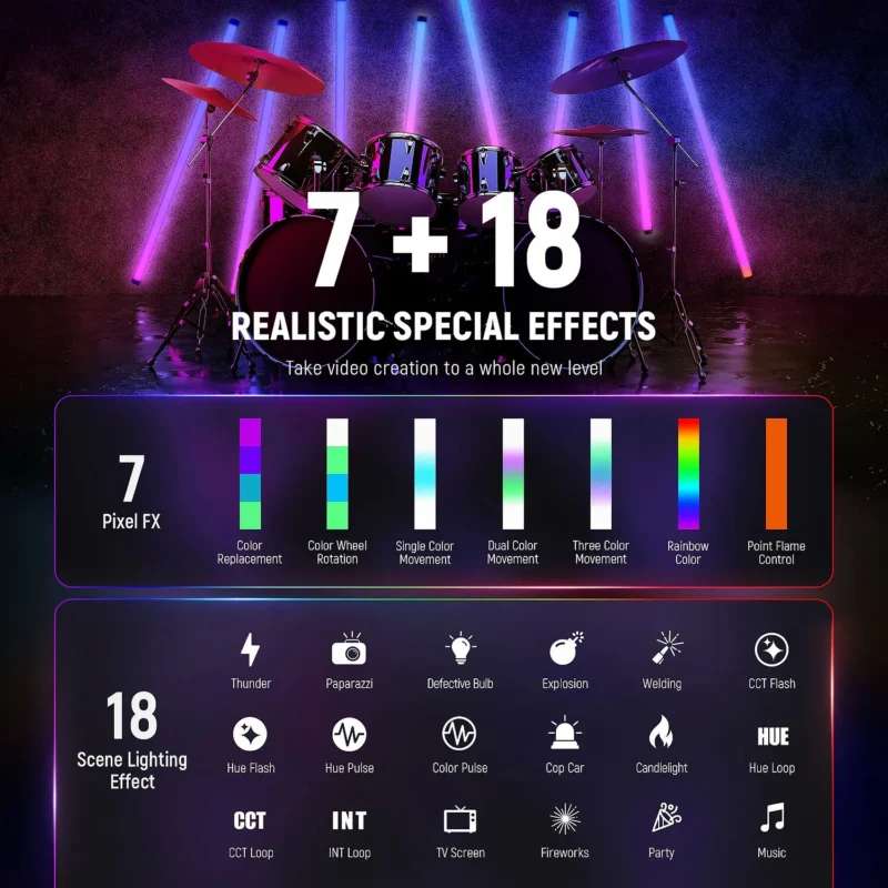 Neewer TL120C RGB LED svjetlosna cijev 4' za video i foto produkciju – Prodaja Artist d.o.o. Banja Luka, Sarajevo