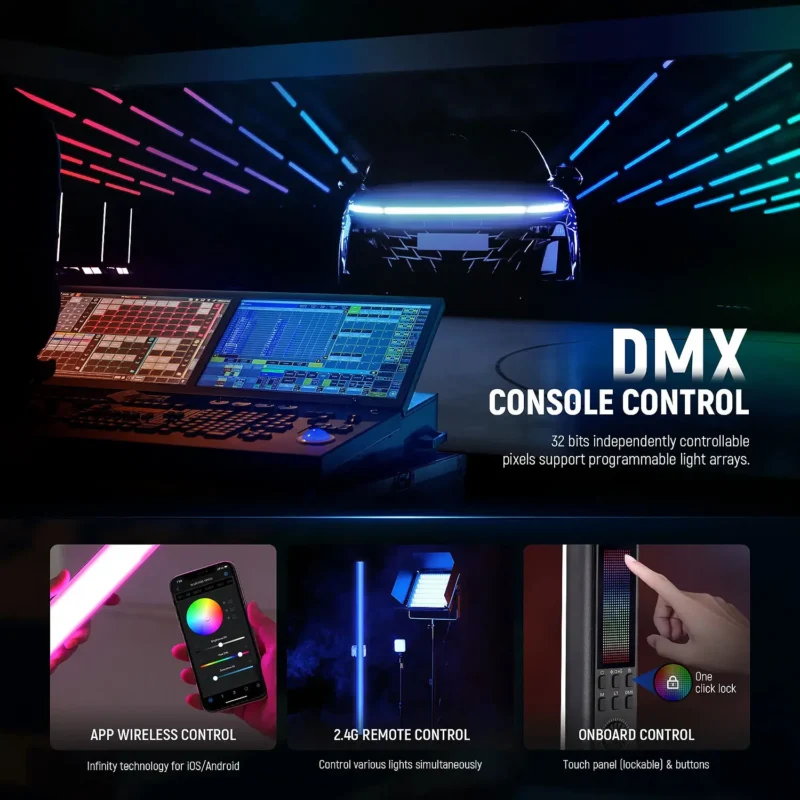 Neewer TL120C RGB LED svjetlosna cijev 4' za video i foto produkciju – Prodaja Artist d.o.o. Banja Luka, Sarajevo