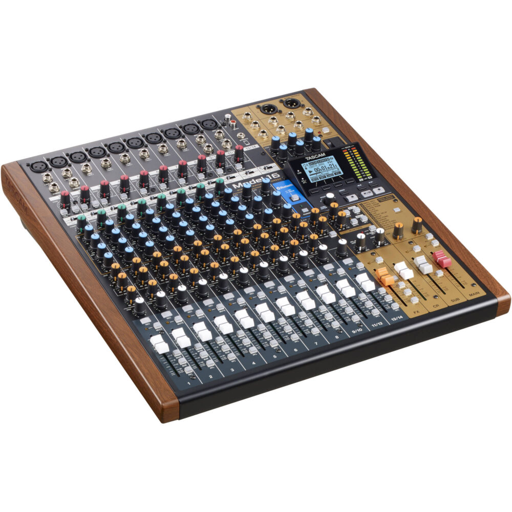 TASCAM Model 16, hibridni mikser, SD snimač, USB audio interfejs, analogna mikseta, multitrack rekorder, Tascam mixer. Prodaja u Artist d.o.o. prodavnicama Banja Luka, Sarajevo.
