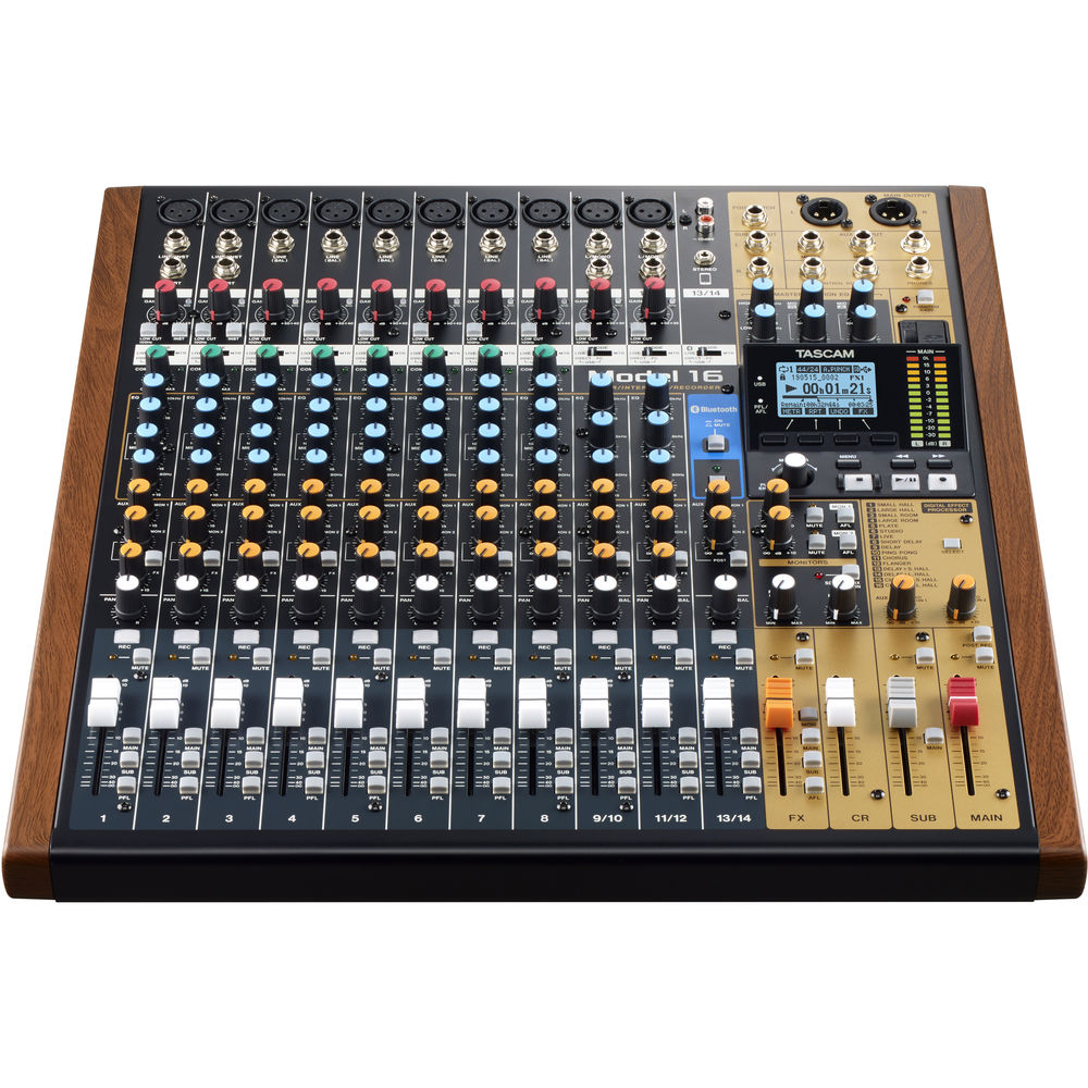 TASCAM Model 16, hibridni mikser, SD snimač, USB audio interfejs, analogna mikseta, multitrack rekorder, Tascam mixer. Prodaja u Artist d.o.o. prodavnicama Banja Luka, Sarajevo.