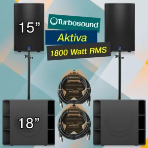 Turbosound razglas paket – 2x M15, 2x M18B, 2x sub-sat stalak, 2x signal 3met kabl