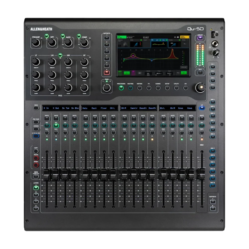 Allen & Heath Qu-5D digitalni mikser sa integrisanim Dante interfejsom, DEEP Processing i 96kHz XCVI DSP jezgrom. Kompaktno rješenje za profesionalce. Prodaja Artist d.o.o. Banja Luka, Sarajevo, Doboj