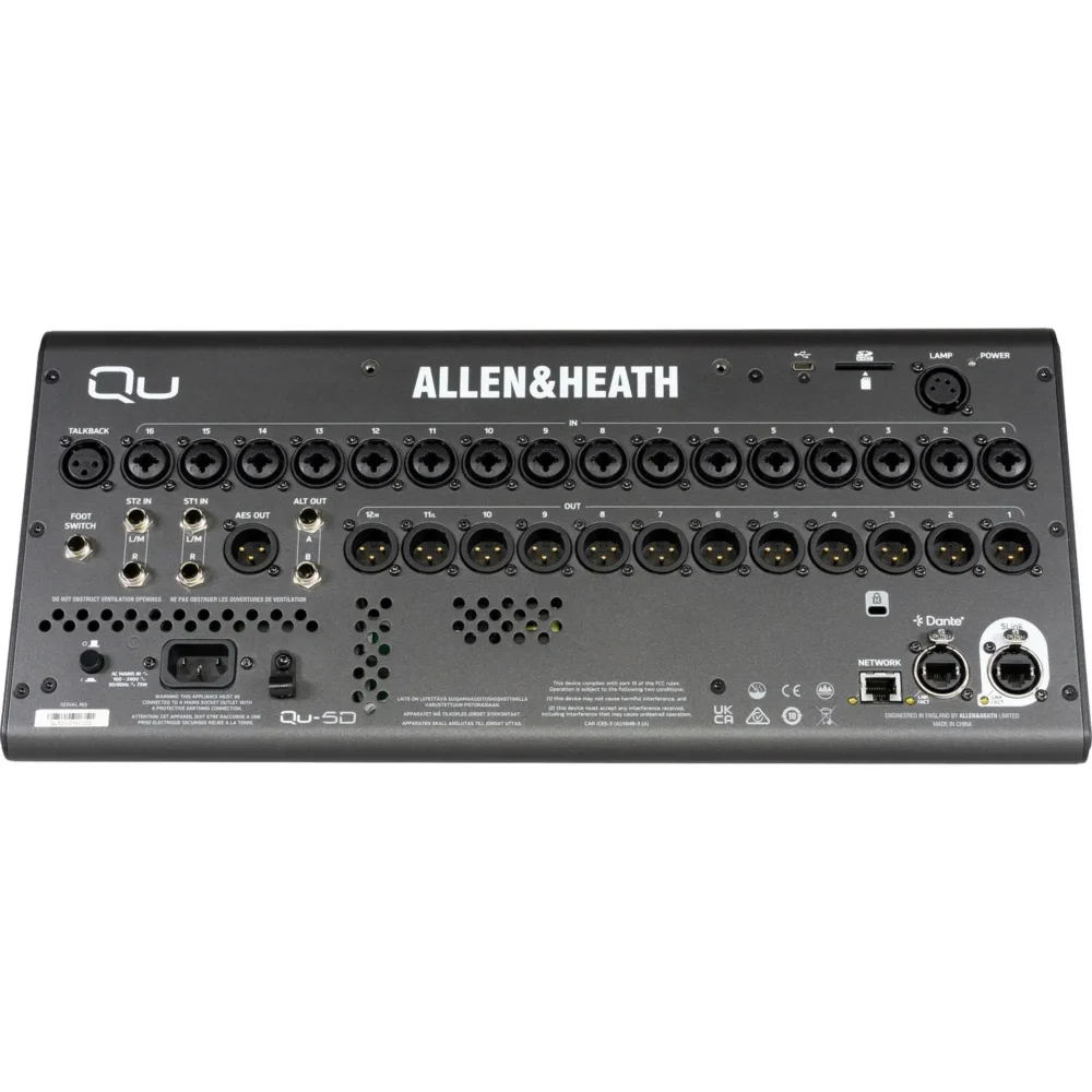 Allen & Heath Qu-5D digitalni mikser sa integrisanim Dante interfejsom, DEEP Processing i 96kHz XCVI DSP jezgrom. Kompaktno rješenje za profesionalce. Prodaja Artist d.o.o. Banja Luka, Sarajevo, Doboj
