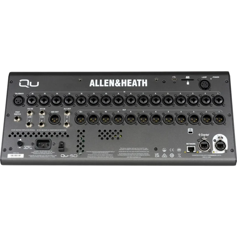 Allen & Heath Qu-5D digitalni mikser sa integrisanim Dante interfejsom, DEEP Processing i 96kHz XCVI DSP jezgrom. Kompaktno rješenje za profesionalce. Prodaja Artist d.o.o. Banja Luka, Sarajevo, Doboj