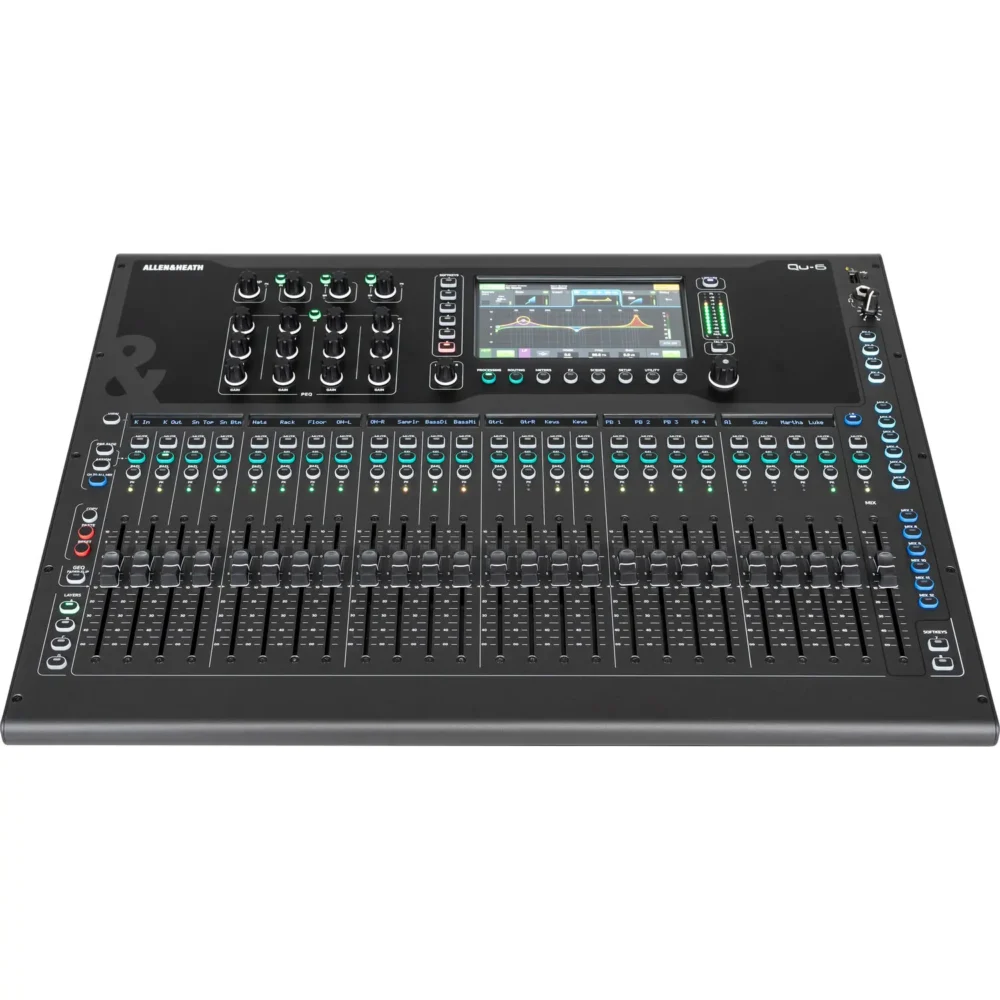 Allen & Heath Qu-6 digitalni mikser sa 96kHz DSP jezgrom, DEEP Processing i intuitivnim radom putem dodirnog ekrana. Profesionalni mikser za sve namjene. Prodaja Artist d.o.o. Banja Luka, Sarajevo, Doboj