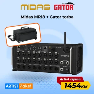 Artist paket Midas MR18 digitalna mikseta za iPad i Android + Gator torba