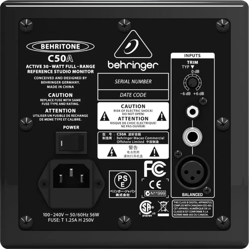 Behringer BEHRITONE C50A referentni studijski monitor, 5.25 inča, MDF kutija, XLR/TRS/RCA ulazi – Prodaja Artist d.o.o. Banja Luka, Sarajevo, Doboj