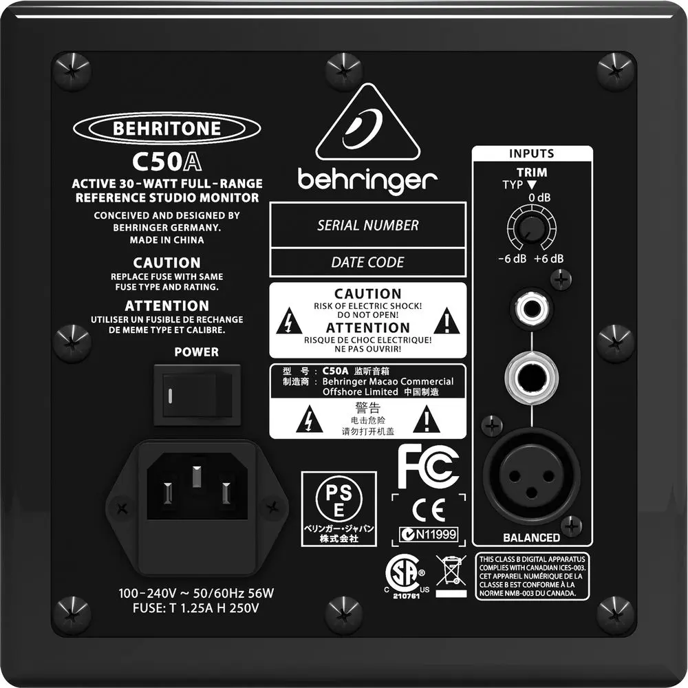 Behringer BEHRITONE C50A referentni studijski monitor, 5.25 inča, MDF kutija, XLR/TRS/RCA ulazi – Prodaja Artist d.o.o. Banja Luka, Sarajevo, Doboj