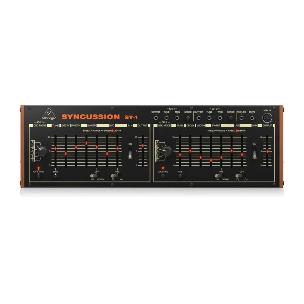 Behringer SYNCUSSION SY-1 analogni perkusivni sintisajzer s dvokanalnim dizajnom i Eurorack kompatibilnošću. Prodaja Artist d.o.o. Banja Luka, Sarajevo, Doboj.