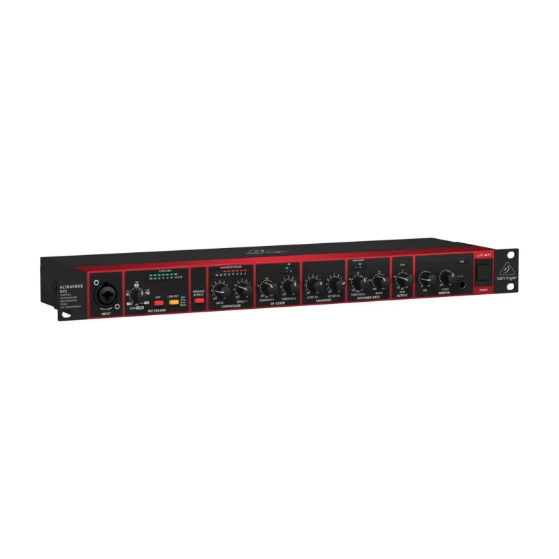 Behringer ULTRAVOICE UV1 kanalni strip sa mikrofonskim pretpojačalom i USB audio interfejsom, crno-crvena boja. Prodaja Artist d.o.o. Banja Luka, Sarajevo