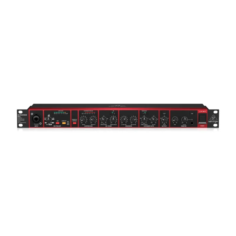 Behringer ULTRAVOICE UV1 kanalni strip sa mikrofonskim pretpojačalom i USB audio interfejsom, crno-crvena boja. Prodaja Artist d.o.o. Banja Luka, Sarajevo