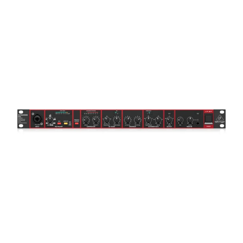 Behringer ULTRAVOICE UV1 kanalni strip sa mikrofonskim pretpojačalom i USB audio interfejsom, crno-crvena boja. Prodaja Artist d.o.o. Banja Luka, Sarajevo