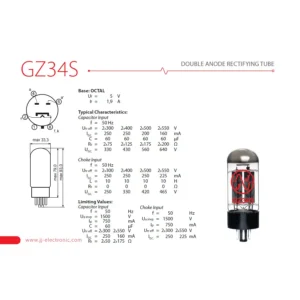 JJ Electronic GZ34S / 5AR4 ispravljačka cijev za Hi-Fi i gitarska pojačala - Prodaja Artist d.o.o. Banja Luka, Sarajevo