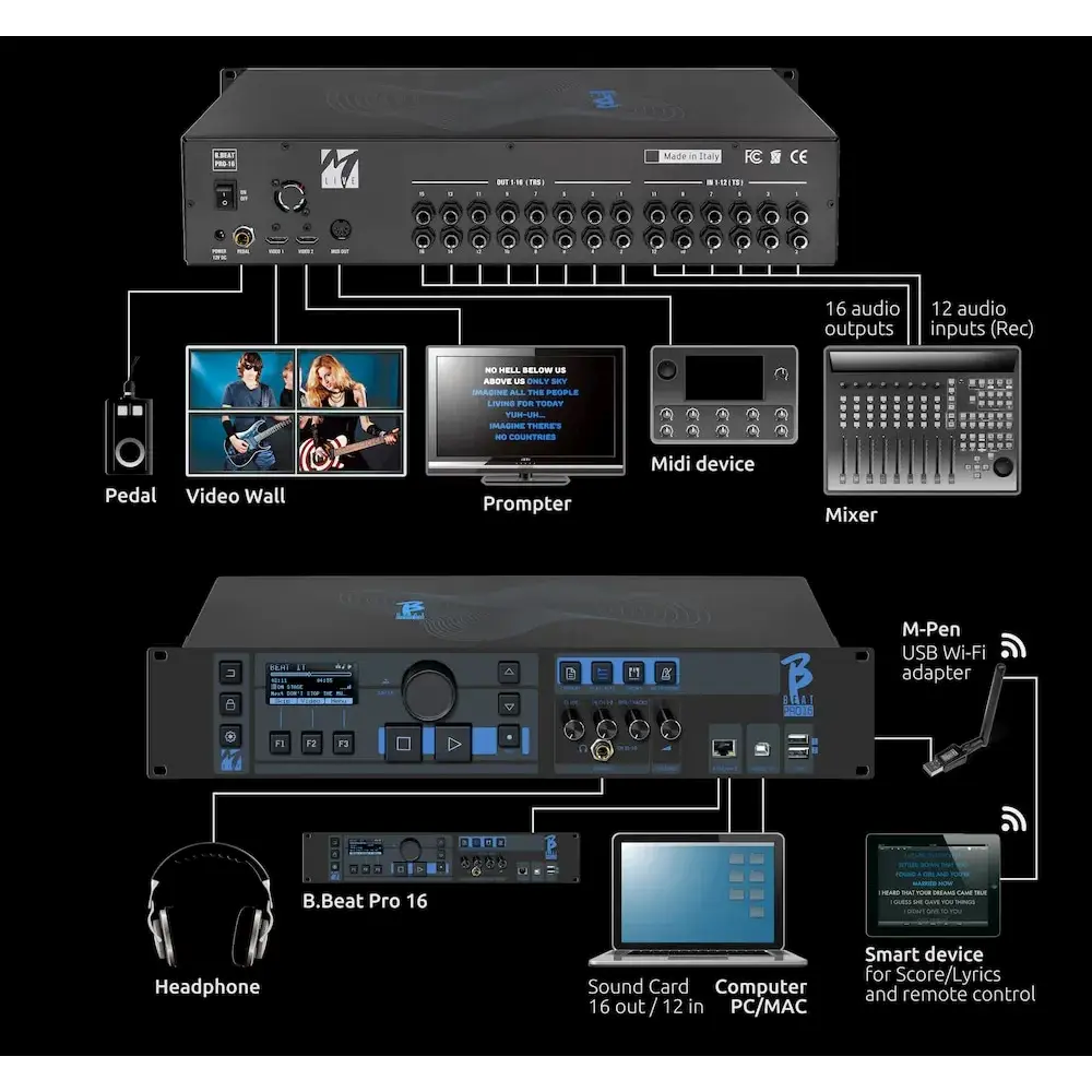 B.BEAT PRO16 multitrack audio i video player, sa 16 izlaza, HDMI video podrškom i digitalnim mikserom za LIVE nastupe – Prodaja Artist d.o.o. Banja Luka, Sarajevo.