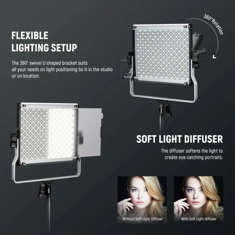 Neewer 660 PRO II RGB LED Panel 2-Light Kit sa stalkovima, difuzorima i torbom za nošenje, idealan za video produkciju i streaming. Prodaja Artist d.o.o. Banja Luka, Sarajevo.