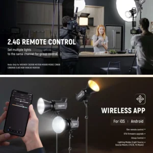 Neewer FS230B 230W Bi-Color LED Monolight sa bežičnom Bluetooth kontrolom, Bowens S mount i 12 scena efekata za profesionalno video i fotografsko osvjetljenje. Prodaja Artist d.o.o. Banja Luka, Sarajevo.