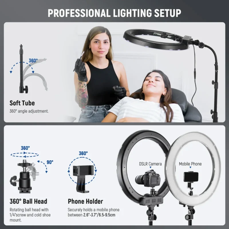 Neewer RL-18 18-inčni LED ring light kit sa Bluetooth kontrolom, fleksibilnim stalkom i filterima, profesionalno osvjetljenje za video i fotografiju. Prodaja Artist d.o.o. Banja Luka, Sarajevo.