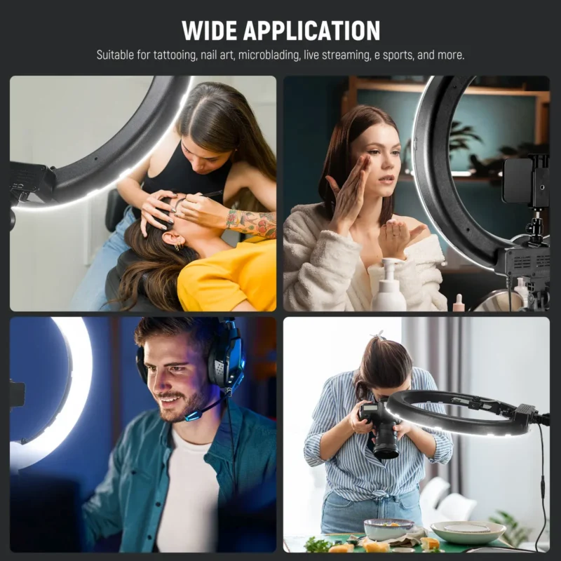 Neewer RL-18 18-inčni LED ring light kit sa Bluetooth kontrolom, fleksibilnim stalkom i filterima, profesionalno osvjetljenje za video i fotografiju. Prodaja Artist d.o.o. Banja Luka, Sarajevo.