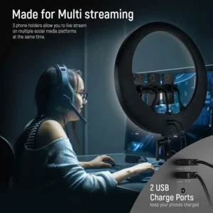Neewer RP19H 19" LED Ring Light Kit sa stalkom, 3 držača za telefon, Bluetooth i USB upravljanjem – idealan za vlogovanje i livestream. Prodaja Artist d.o.o. Banja Luka, Sarajevo.