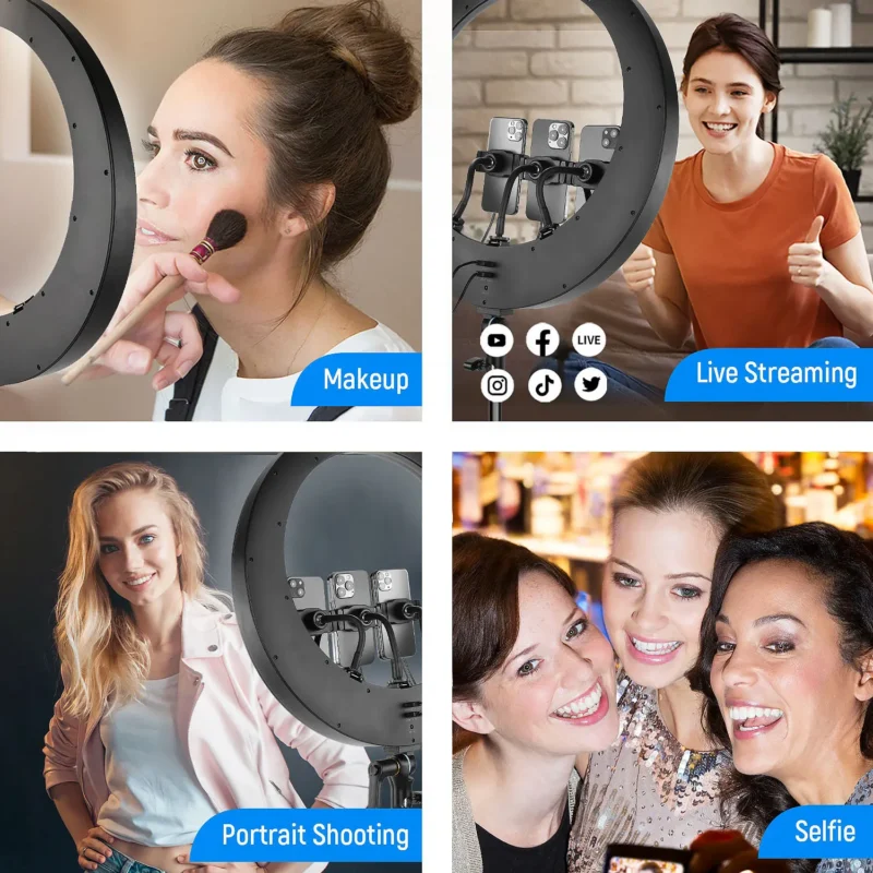 Neewer RP19H 19" LED Ring Light Kit sa stalkom, 3 držača za telefon, Bluetooth i USB upravljanjem – idealan za vlogovanje i livestream. Prodaja Artist d.o.o. Banja Luka, Sarajevo.