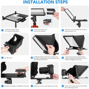 Neewer X12 aluminijumski teleprompter sa daljinskim upravljačem i aplikacijom, kompatibilan sa tabletima do 9.8", sa torbom za nošenje. Prodaja Artist d.o.o. Banja Luka, Sarajevo.