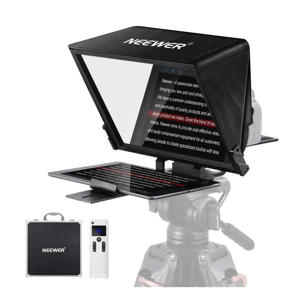NEEWER X14 PRO teleprompter za tablete do 14 inča sa RT-110 daljinskim i reflektivnim staklom za profesionalno snimanje. Prodaja Artist d.o.o. Banja Luka, Sarajevo.
