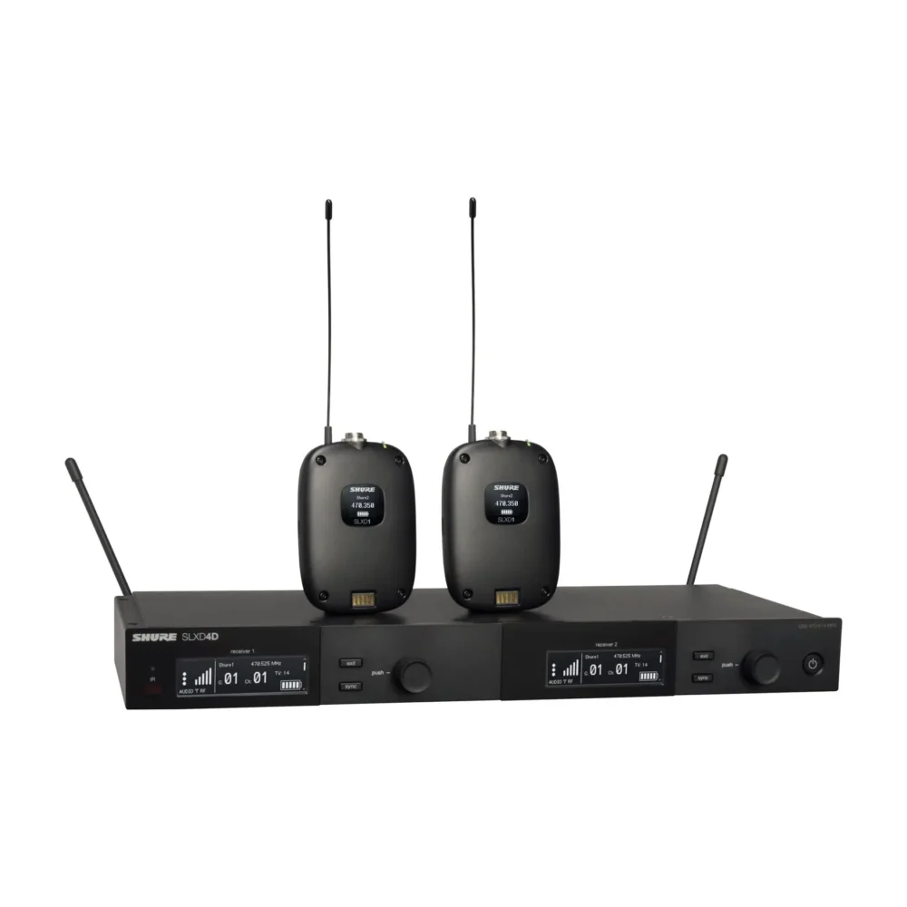 Shure SLXD14D dual-kanalni digitalni bežični sistem sa bodypack predajnicima, 514-558 MHz, visok kvalitet zvuka, prodaja Artist d.o.o. Banja Luka, Sarajevo.