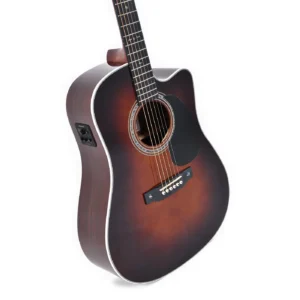 Prednja i bočna strana Sigma DTC-1E-SB elektro-akustične gitare sa sunburst završnom obradom, tilia tijelom i Fishman elektronikom. Prodaja Artist d.o.o. Banja Luka, Sarajevo, Doboj
