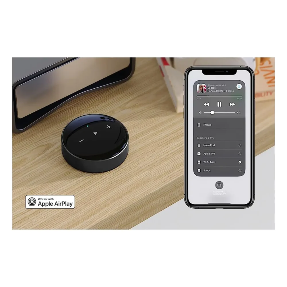 WiiM Mini mrežni Hi-Res muzički plejer, crne boje, kompaktan bežični strimer za muziku, optički i 3.5mm izlaz, podržava AirPlay 2 i Alexa - Prodaja Artist d.o.o. Banja Luka, Sarajevo