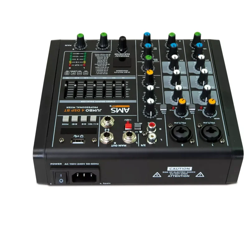 AMS JUMBO 4 DSP BT kompaktni audio mikser sa USB, Bluetooth, DSP efektima i USB zvučnom karticom. Prodaja Artist d.o.o. Banja Luka, Sarajevo