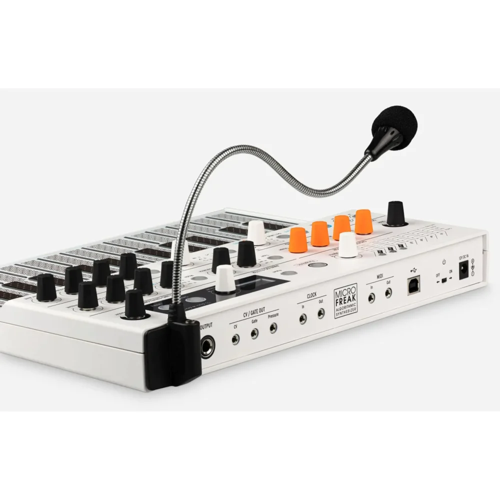 Arturia MicroFreak Vocoder hibridni sintetizator sa 16-band vokoderom i gooseneck mikrofonom, bijele boje. Prodaja Artist d.o.o. Banja Luka, Sarajevo.