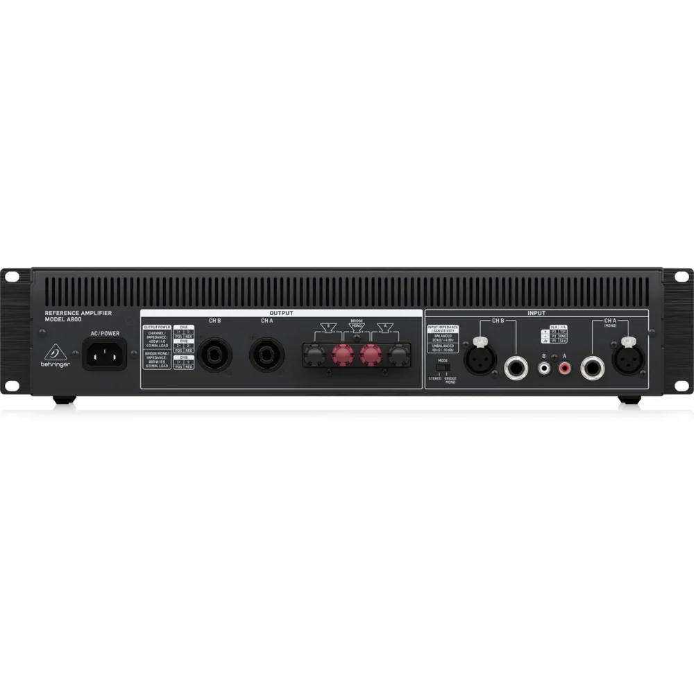 Behringer A800 klasa D stereo pojačalo 800 Watt snage sa speakON izlazima i XLR/TRS ulazima – Prodaja Artist d.o.o. Banja Luka, Sarajevo