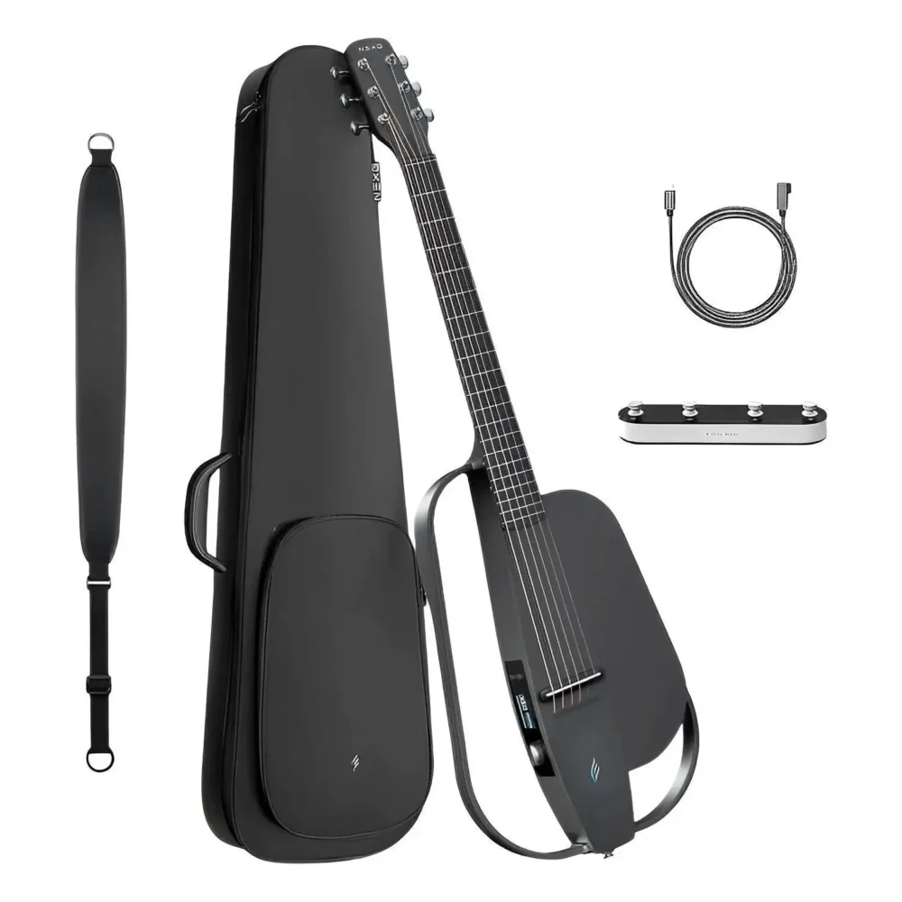Enya NEXG 2 Deluxe pametna gitara crne boje sa ugrađenim 80W zvučnikom, efektima, looperom i mikrofonom – kompletan muzički sistem u jednom. Prodaja Artist d.o.o. Banja Luka, Sarajevo