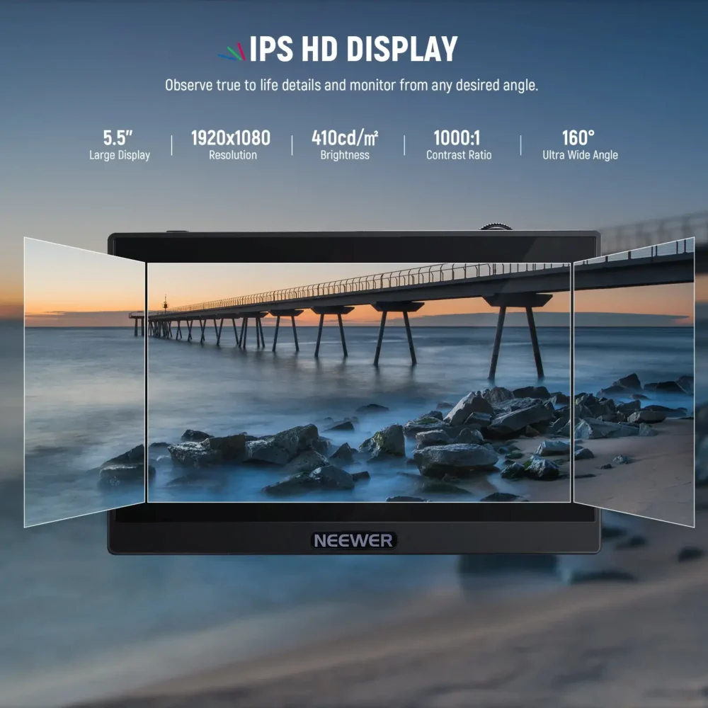 NEEWER F500 5.5" Full HD monitor sa sunshade, HDMI kablovima i baterijom, prenosni ekran za kamere - Prodaja Artist d.o.o. Banja Luka, Sarajevo