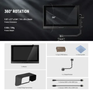 NEEWER F500 5.5" Full HD monitor sa sunshade, HDMI kablovima i baterijom, prenosni ekran za kamere - Prodaja Artist d.o.o. Banja Luka, Sarajevo