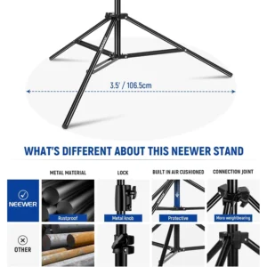 Neewer ST-400AC 400cm metalni rasvjetni stalak s vazdušnim amortizerom i reverzibilnim adapterom – Prodaja Artist d.o.o. Banja Luka, Sarajevo